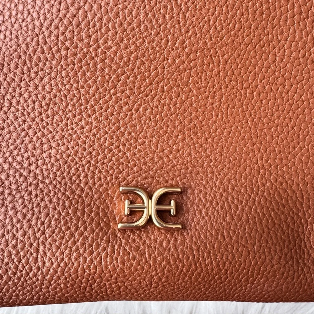 Sam Edelman Bay Large Leather Hobo Bag Chainlink Strap Caramel NWT
